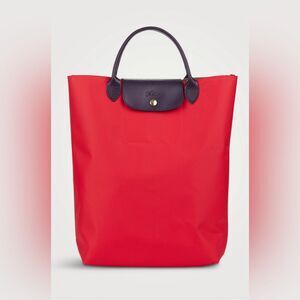 Longchamp Red Tote Bag with Black Handles